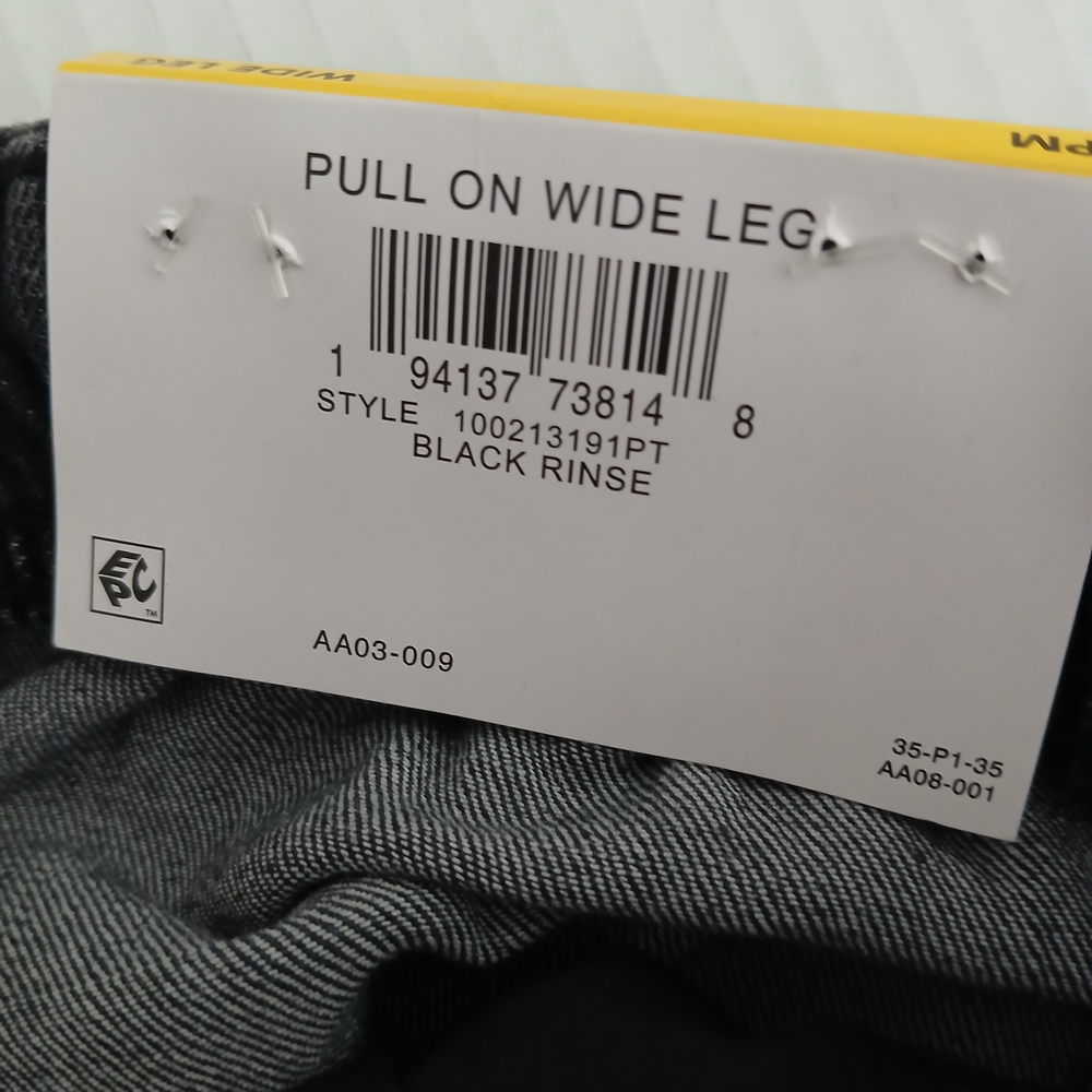 Style & Co Black Rinse Wide-Leg Pants Pull On Size PM New $18 - Picture 5 of 10